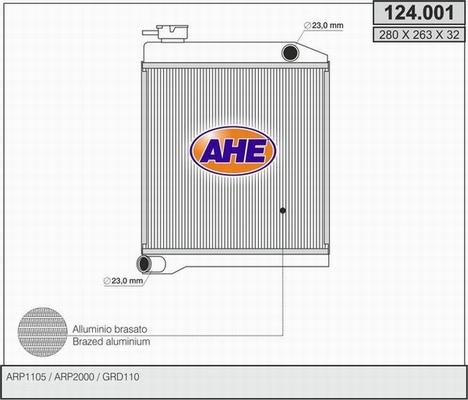 AHE 124.001 - Радіатор, охолодження двигуна autocars.com.ua