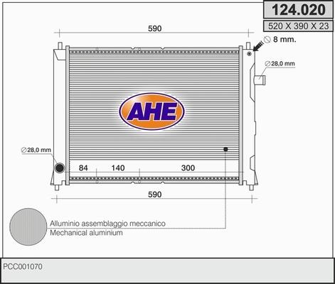 AHE 124.020 - Радіатор, охолодження двигуна autocars.com.ua