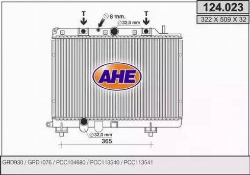 AHE 124.023 - Радіатор, охолодження двигуна autocars.com.ua