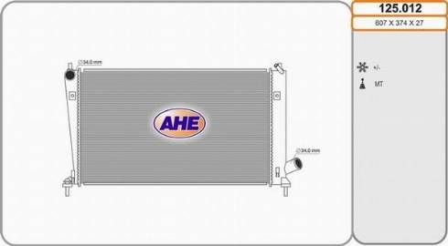 AHE 125.012 - Радіатор, охолодження двигуна autocars.com.ua