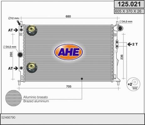 AHE 125.021 - Радіатор, охолодження двигуна autocars.com.ua