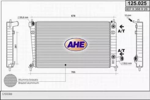 AHE 125.025 - Радіатор, охолодження двигуна autocars.com.ua