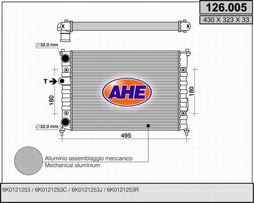 AHE 126.005 - Радіатор, охолодження двигуна autocars.com.ua