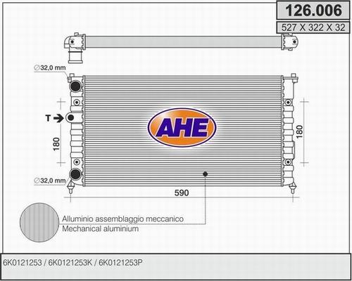 AHE 126.006 - Радіатор, охолодження двигуна autocars.com.ua