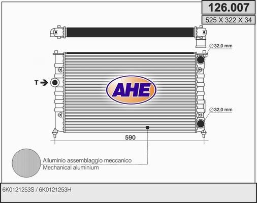 AHE 126.007 - Радіатор, охолодження двигуна autocars.com.ua