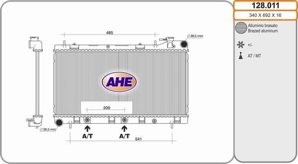 AHE 128.011 - Радіатор, охолодження двигуна autocars.com.ua