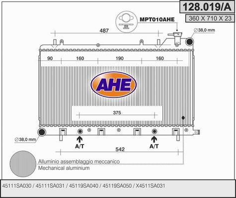 AHE 128.019/A - Радіатор, охолодження двигуна autocars.com.ua