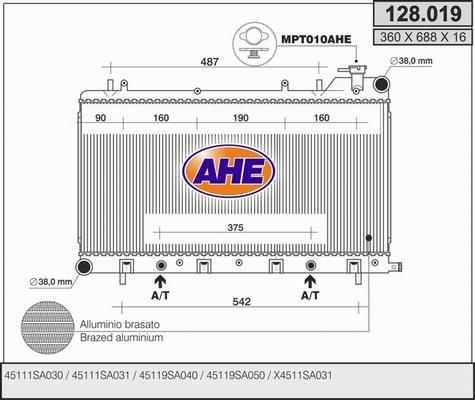 AHE 128.019 - Радіатор, охолодження двигуна autocars.com.ua