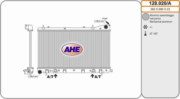 AHE 128.020/A - Радіатор, охолодження двигуна autocars.com.ua