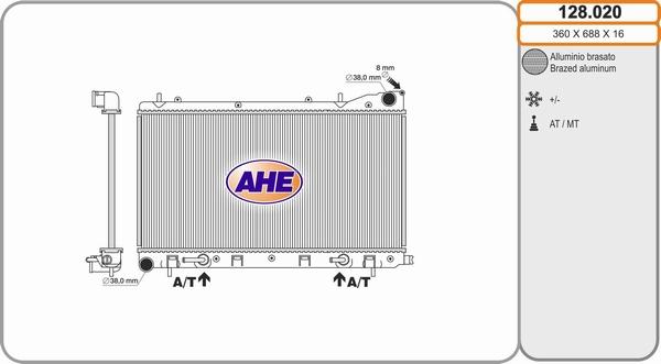 AHE 128.020 - Радіатор, охолодження двигуна autocars.com.ua