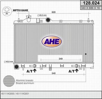 AHE 128.024 - Радіатор, охолодження двигуна autocars.com.ua