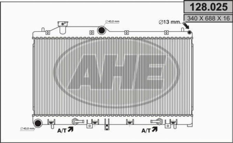 AHE 128.025 - Радіатор, охолодження двигуна autocars.com.ua