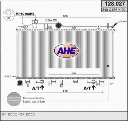 AHE 128.027 - Радіатор, охолодження двигуна autocars.com.ua