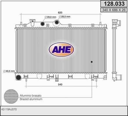 AHE 128.033 - Радіатор, охолодження двигуна autocars.com.ua