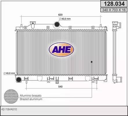 AHE 128.034 - Радіатор, охолодження двигуна autocars.com.ua