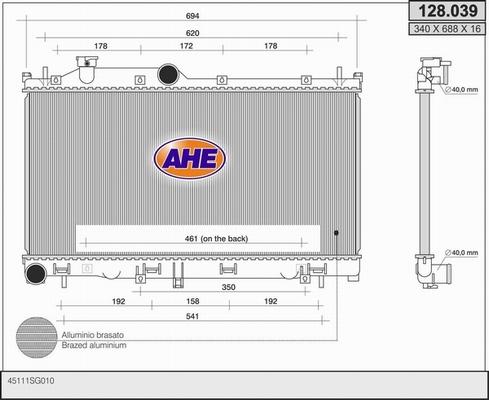 AHE 128.039 - Радіатор, охолодження двигуна autocars.com.ua