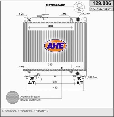 AHE 129.006 - Радіатор, охолодження двигуна autocars.com.ua