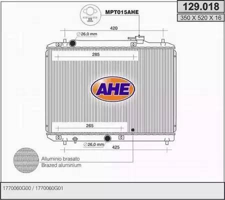 AHE 129.018 - Радіатор, охолодження двигуна autocars.com.ua