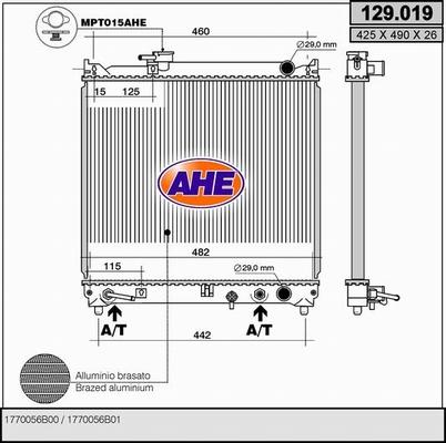 AHE 129.019 - Радіатор, охолодження двигуна autocars.com.ua