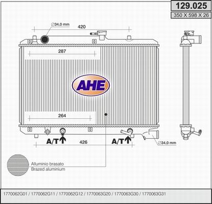 AHE 129.025 - Радіатор, охолодження двигуна autocars.com.ua