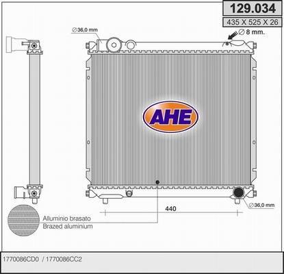 AHE 129.034 - Радіатор, охолодження двигуна autocars.com.ua