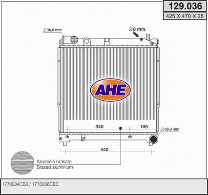 AHE 129.036 - Радіатор, охолодження двигуна autocars.com.ua