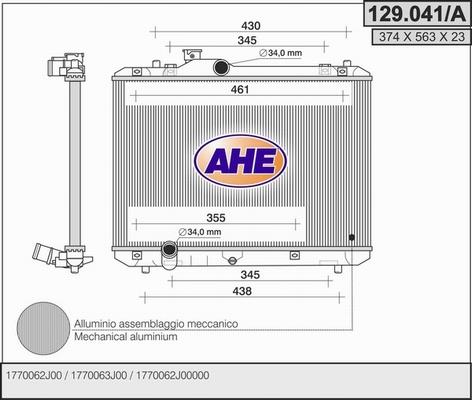 AHE 129.041/A - Радіатор, охолодження двигуна autocars.com.ua