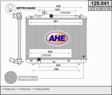 AHE 129.041 - Радіатор, охолодження двигуна autocars.com.ua