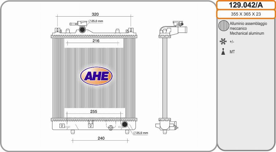 AHE 129.042/A - Радиатор, охлаждение двигателя autodnr.net