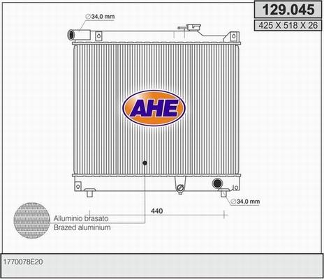 AHE 129.045 - Радіатор, охолодження двигуна autocars.com.ua