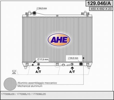 AHE 129.046/A - Радіатор, охолодження двигуна autocars.com.ua