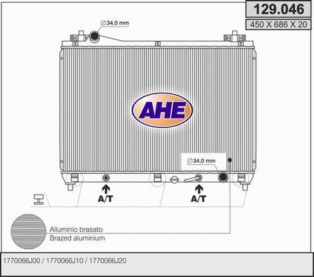 AHE 129.046 - Радіатор, охолодження двигуна autocars.com.ua