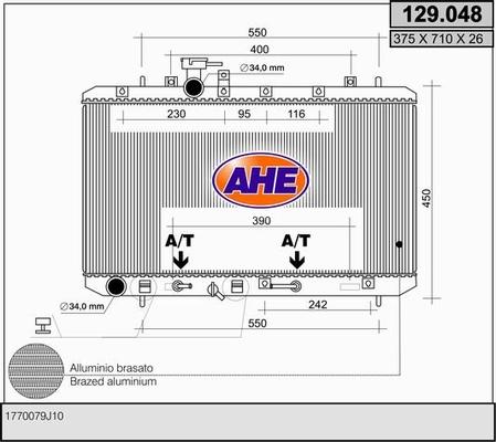 AHE 129.048 - Радіатор, охолодження двигуна autocars.com.ua