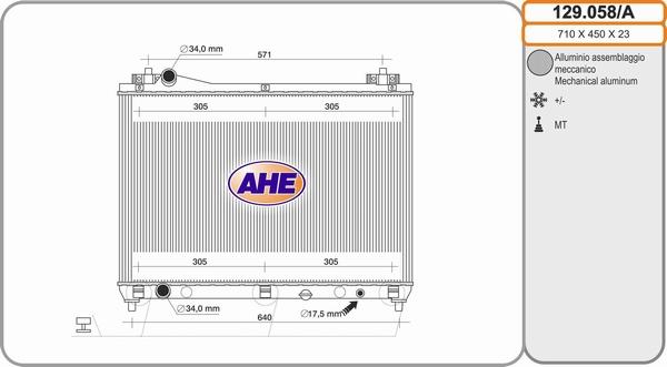 AHE 129.058/A - Радіатор, охолодження двигуна autocars.com.ua
