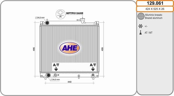 AHE 129.061 - Радіатор, охолодження двигуна autocars.com.ua