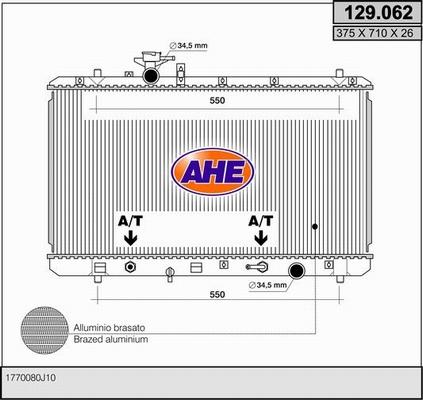 AHE 129.062 - Радіатор, охолодження двигуна autocars.com.ua