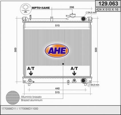 AHE 129.063 - Радіатор, охолодження двигуна autocars.com.ua