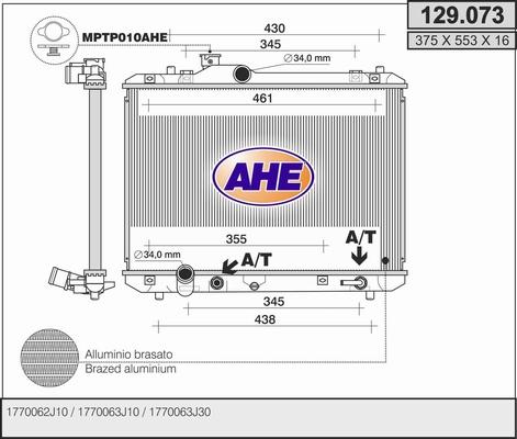 AHE 129.073 - Радіатор, охолодження двигуна autocars.com.ua