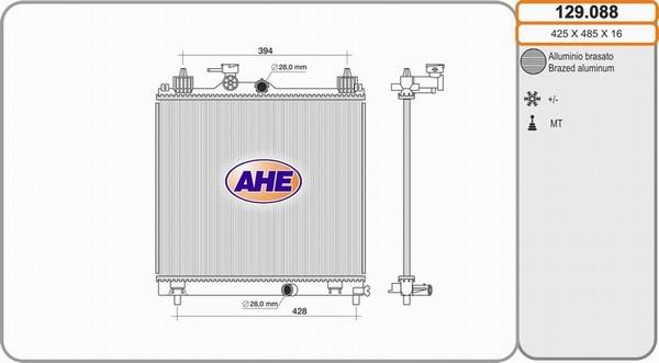 AHE 129.088 - Радіатор, охолодження двигуна autocars.com.ua