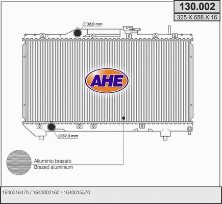 AHE 130.002 - Радіатор, охолодження двигуна autocars.com.ua