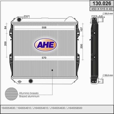 AHE 130.026 - Радіатор, охолодження двигуна autocars.com.ua