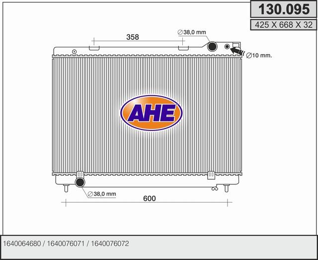 AHE 130.095 - Радіатор, охолодження двигуна autocars.com.ua