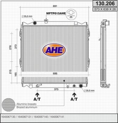 AHE 130.206 - Радіатор, охолодження двигуна autocars.com.ua