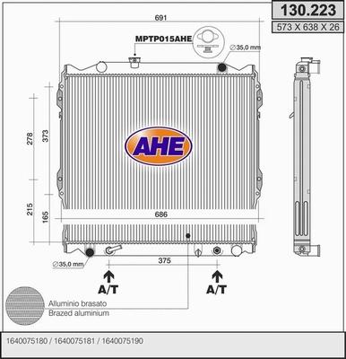 AHE 130.223 - Радіатор, охолодження двигуна autocars.com.ua