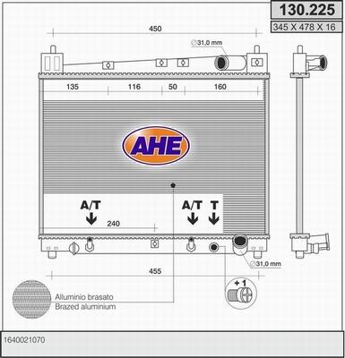 AHE 130.225 - Радіатор, охолодження двигуна autocars.com.ua