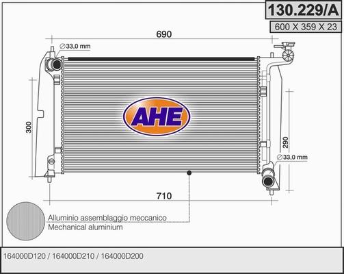 AHE 130.229/A - Радіатор, охолодження двигуна autocars.com.ua