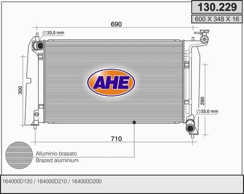 AHE 130.229 - Радіатор, охолодження двигуна autocars.com.ua
