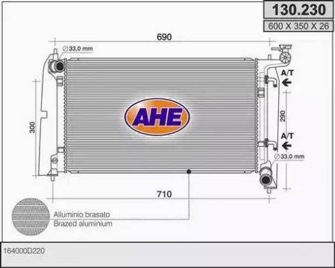 AHE 130.230 - Радіатор, охолодження двигуна autocars.com.ua