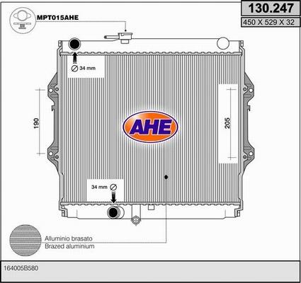 AHE 130.247 - Радіатор, охолодження двигуна autocars.com.ua