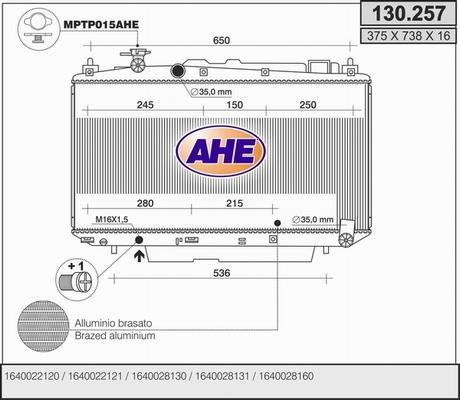 AHE 130.257 - Радіатор, охолодження двигуна autocars.com.ua